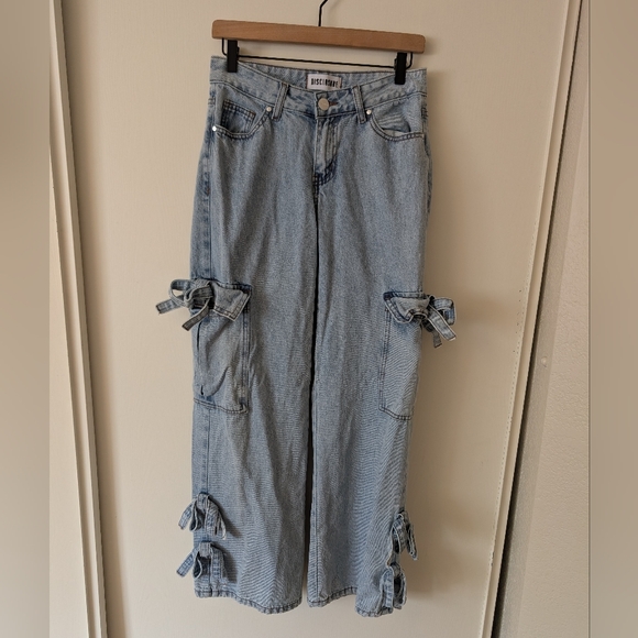 Disclosure Denim - Disclosure Womens 28 Bow Cargo Denim Jeans Coquette Cottage Bohemian Feminine